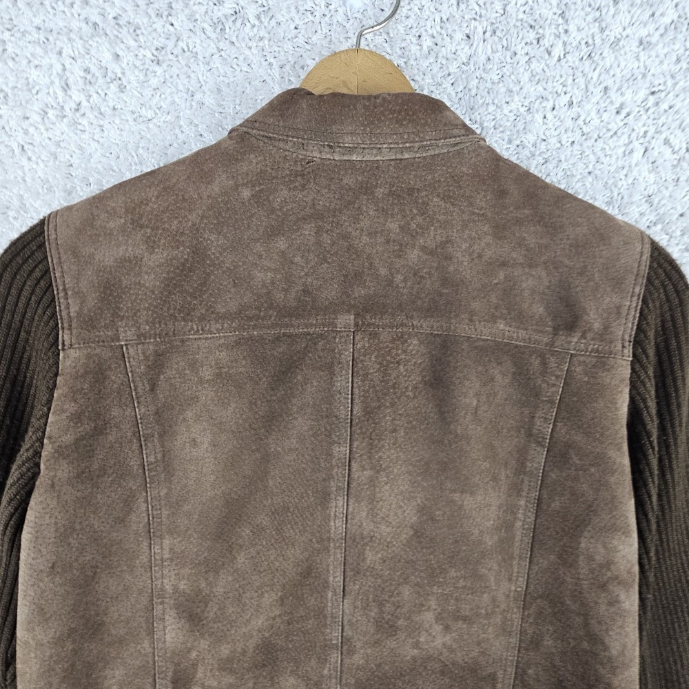 Relativity Leather Suede Button Up Jacket W/ Knit Sleeves Women's XL Chocolate‎ - Picture 10 of 13